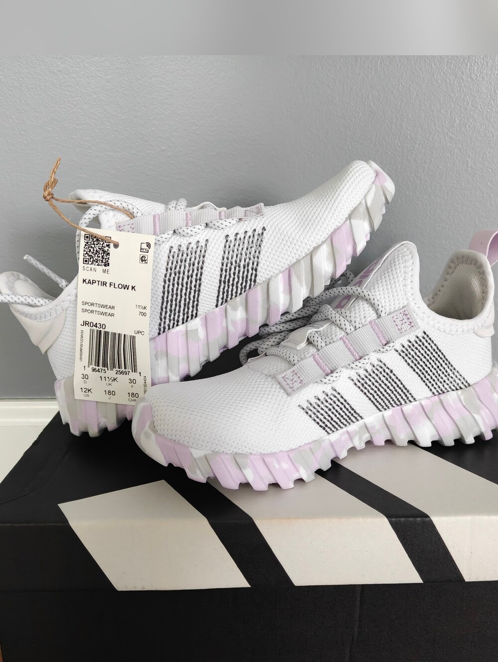 Adidas kaptir Flow Shoes 12k Cloud White/Lavender jr0430NWT NIB